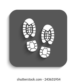 Shoe print - vector icon with shadow on a grey button