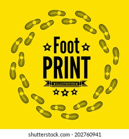 Shoe print vector illustration on yellow background