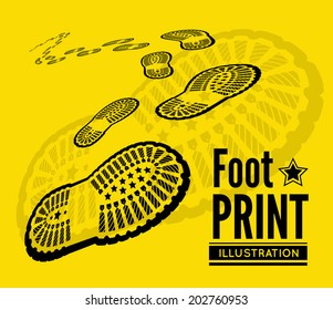 Shoe print vector illustration on yellow background