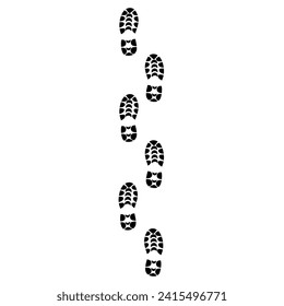 Shoe print vector illustration on white background. Black sneaker print. Suitable for rock climbing logos, banners and health.