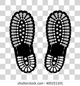 Shoe print vector illustration on checkered background