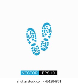 Shoe print vector. Isolated blue icon on white background.