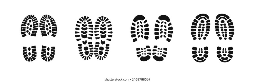 Shoe print vector set. Boots imprint collection. Shoes footprint icons.