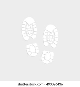Shoe print - white vector  icon with shadow