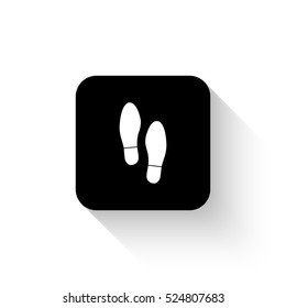 Shoe print - white vector  icon with shadow