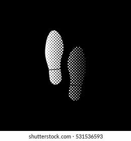 Shoe print - white vector icon ; halftone illustration