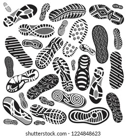 Shoe prints big set vector images