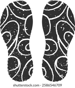 Shoe prints with curved lines create intricate traces on the ground, evoking a sense of journey and investigation, hinting at stories of movement and exploration