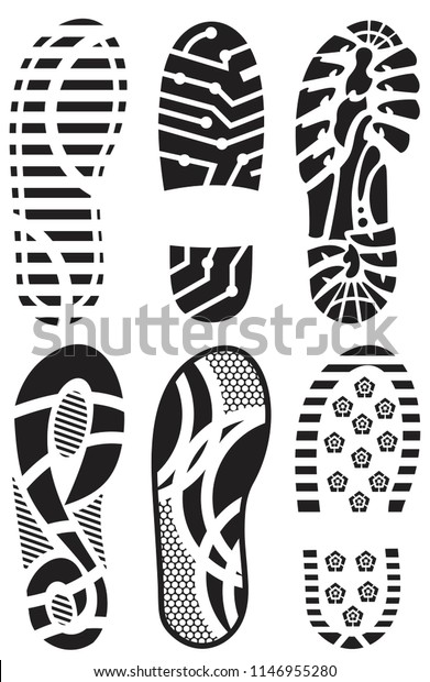 Shoe Prints Set Vector Images Stock Vector (Royalty Free) 1146955280 ...