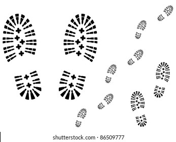 Shoe prints. Track marks vector.