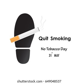 Shoe prints,foot prints and Quit Tobacco sign.World no tobacco day.No Smoking Day Awareness.31 MAY.Vector illustration. 
