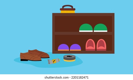 Shoe Rack, Brush And Shoe Care Products