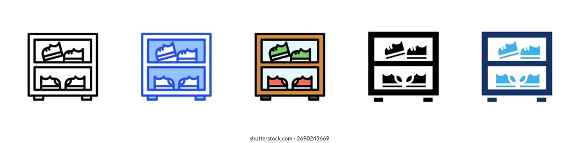Shoe Rack Icon Collection With Multiple Styles