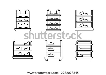 shoe rack icon line art vector illustration isolated