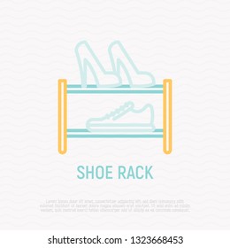 Shoe rack thin line icon. Modern vector illustration of furniture.