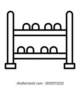 Shoe Rack Vector Outline Icon Isolated On White Background
