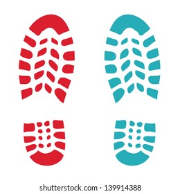 Shoe red and green footprint - illustration