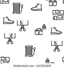 Shoe Repair Equipment Seamless Pattern Vector Thin Line. Illustrations