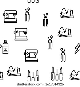 Shoe Repair Equipment Seamless Pattern Vector Thin Line. Illustrations