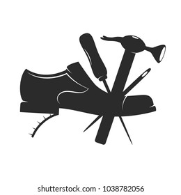 Shoe repair symbol with tool for business