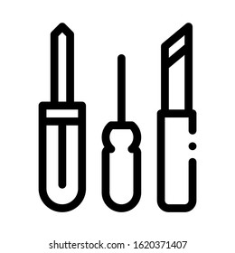 Shoe Repair Tools Icon Vector. Outline Shoe Repair Tools Sign. Isolated Contour Symbol Illustration