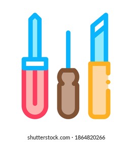 Shoe Repair Tools Icon Vector. Outline Shoe Repair Tools Sign. Isolated Contour Symbol Illustration