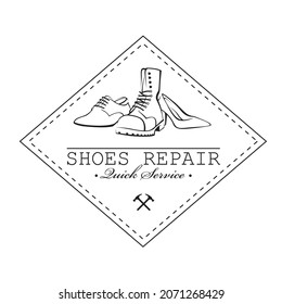 shoe repair workshop emblem isolated on white background