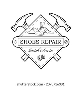 shoe repair workshop emblem isolated on white background