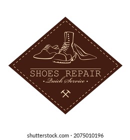 shoe repair workshop emblem isolated on white background