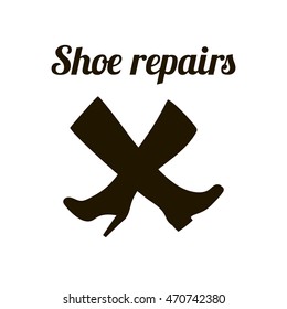 Shoe repairs sign. Shoemaker concept symbol. Vector illustration.