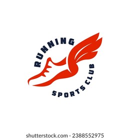 Shoe Run Running Club Logo Template Poster Sport Logotype Template, Sports Club Vector Logo Design Template