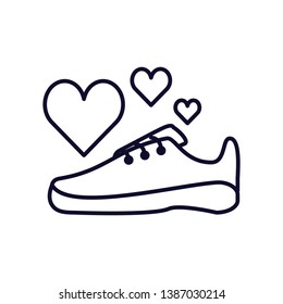 shoe runner with hearts isolated icon