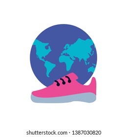 shoe runner with planet earth