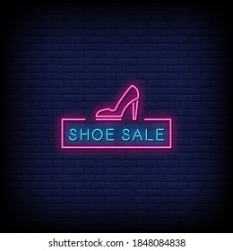 Shoe Sale Neon Signs Style Text Vector
