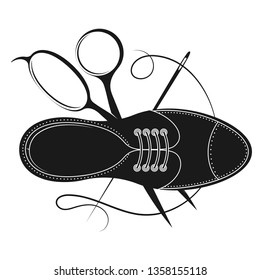 Shoe with scissors shoe repair design
