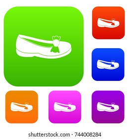 Shoe set icon color in flat style isolated on white. Collection sings vector illustration