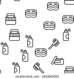 Shoe Shine Service Vector Seamless Pattern Thin Line Illustration