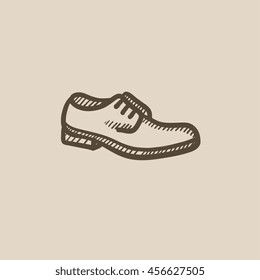 Shoe with shoelaces vector sketch icon isolated on background. Hand drawn Shoe with shoelaces icon. Shoe with shoelaces sketch icon for infographic, website or app.