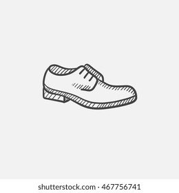 Schuhe mit Schuhen, Vektorgrafik Symbol einzeln auf Hintergrund. Handgezeichnete Schuhe mit Schnürsenkel-Symbol. Shoe mit Schuhskizzen Symbol für Infografik, Website oder App.