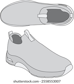 Shoe Shoes outline drawing vector symbol icon, Sneakers color full, Hand drawn shoes full color. Sneakers in flat style. fashion shoes