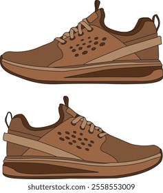 Shoe Shoes outline drawing vector symbol icon, Sneakers color full, Hand drawn shoes full color. Sneakers in flat style. fashion shoes