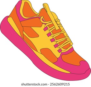 Shoe Shoes outline drawing vector symbol icon, Sneakers color full, Hand drawn shoes full color. Sneakers in flat style. fashion shoes