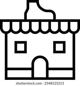 Schuhgeschäft Symbol. Dünnes lineares Design einzeln auf weißem Hintergrund