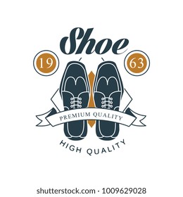 Shoe shop, premium and high quality logo design, estd 1963 vintage badge for shoemaker, shoe shop and shoes repair vector Illustration