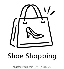 Ein Schuh-Einkaufstaschen-Symbol im Linienstil