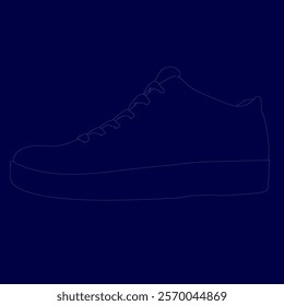 Shoe is shown in a blue background. The shoe is shown in a contour