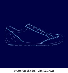 Shoe is shown in a blue color. The shoe is a sneaker and is shown in a blue color