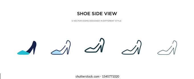 shoe side view icon in different style vector illustration. two colored and black shoe side view vector icons designed in filled, outline, line and stroke style can be used for web, mobile, ui