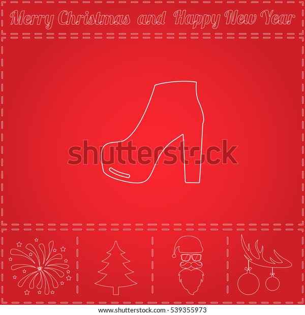 Shoe Simple Flat Vector Button Thin Stock Vector (Royalty