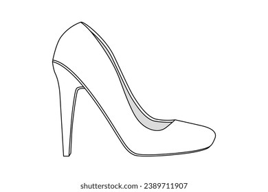 Shoe sketch. hand drawn Shoe outline illustration. Shoe black and white vector drawing. Shoe isolated on white background. vector illustration. Shoes line art drawing. footwear outline. sneakers.